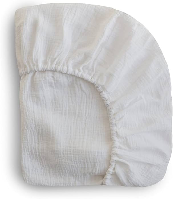 mushie Extra Soft Muslin Fitted Mini Crib Sheet | 24"x 38" (White) | Amazon (US)
