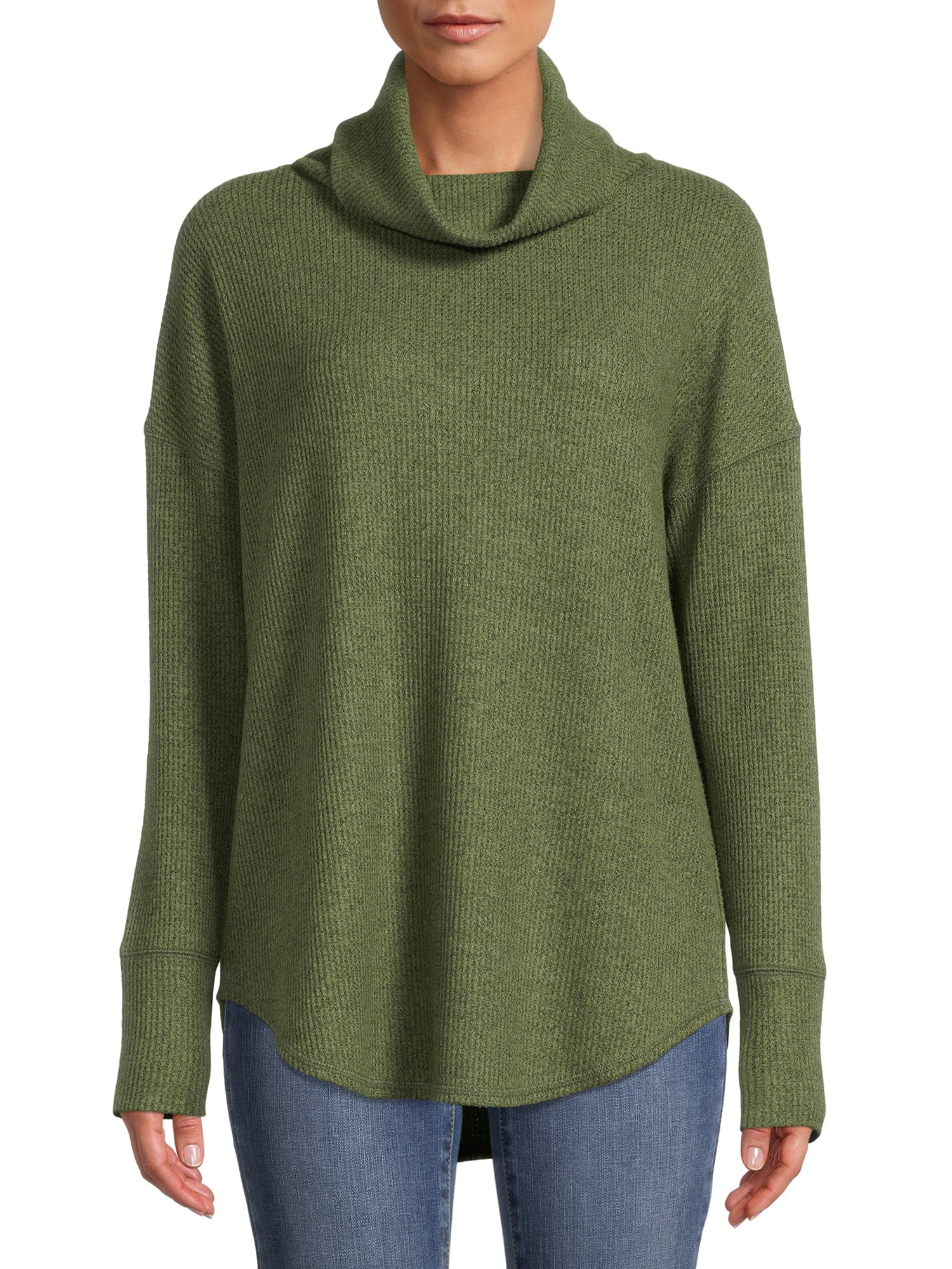 Time and Tru Women's Cowl Neck Waffle Tunic | Walmart (US)