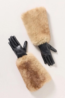 APPARIS Robi Faux Fur Faux Leather Gloves | Anthropologie (US)