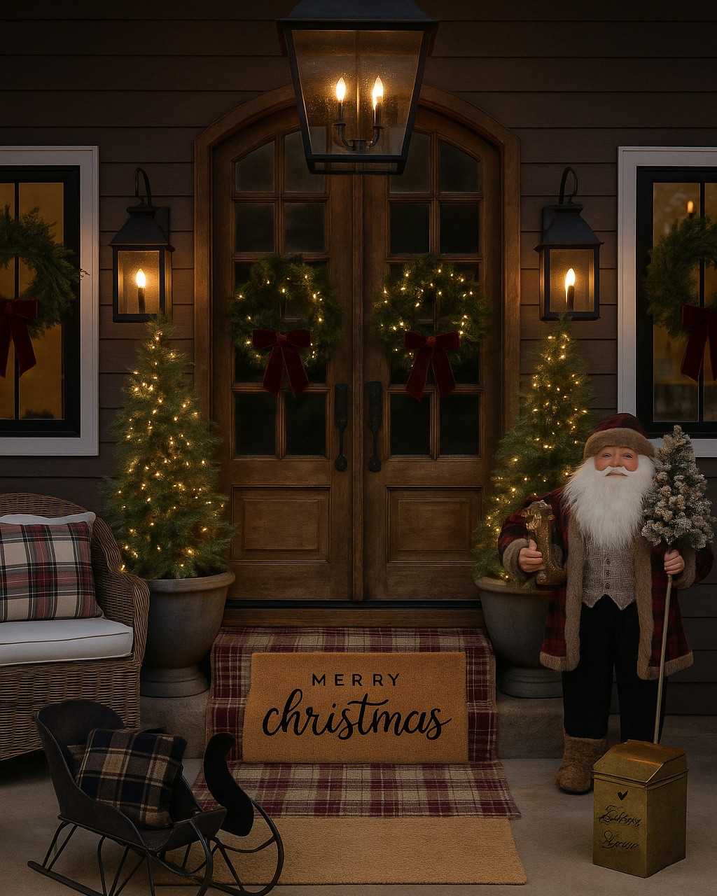 I turned my original holiday porch into a real life image and it’s so beautiful, holiday porch, Christmas porch outdoor Christmas trees faux Christmas tree life-size Santa Santa Claus letters to Santa mailbox holiday doormat, Christmas doormat, flat doormat

#LTKHoliday #LTKSaleAlert #LTKHome