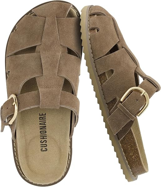 CUSHIONAIRE Benson Fisherman Sandals for Women \u2013 Suede Slip On Closed Toe Womens Clogs with ... | Amazon (US)