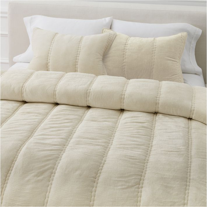 Striated Chenille Linear Comforter & Shams | West Elm (US)