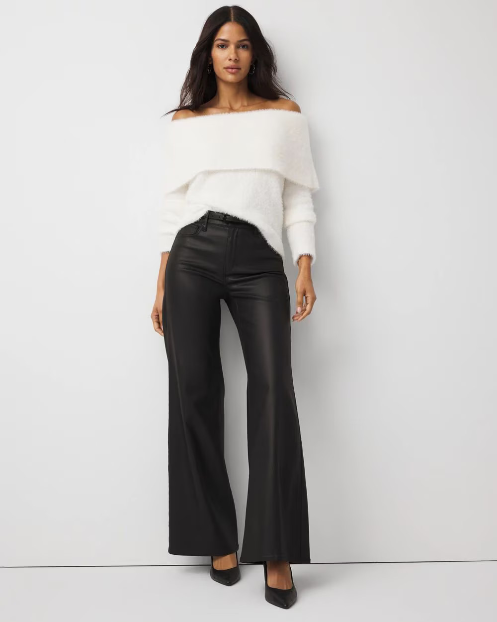 Coated Denim High Rise Wide Leg Jean | White House Black Market
