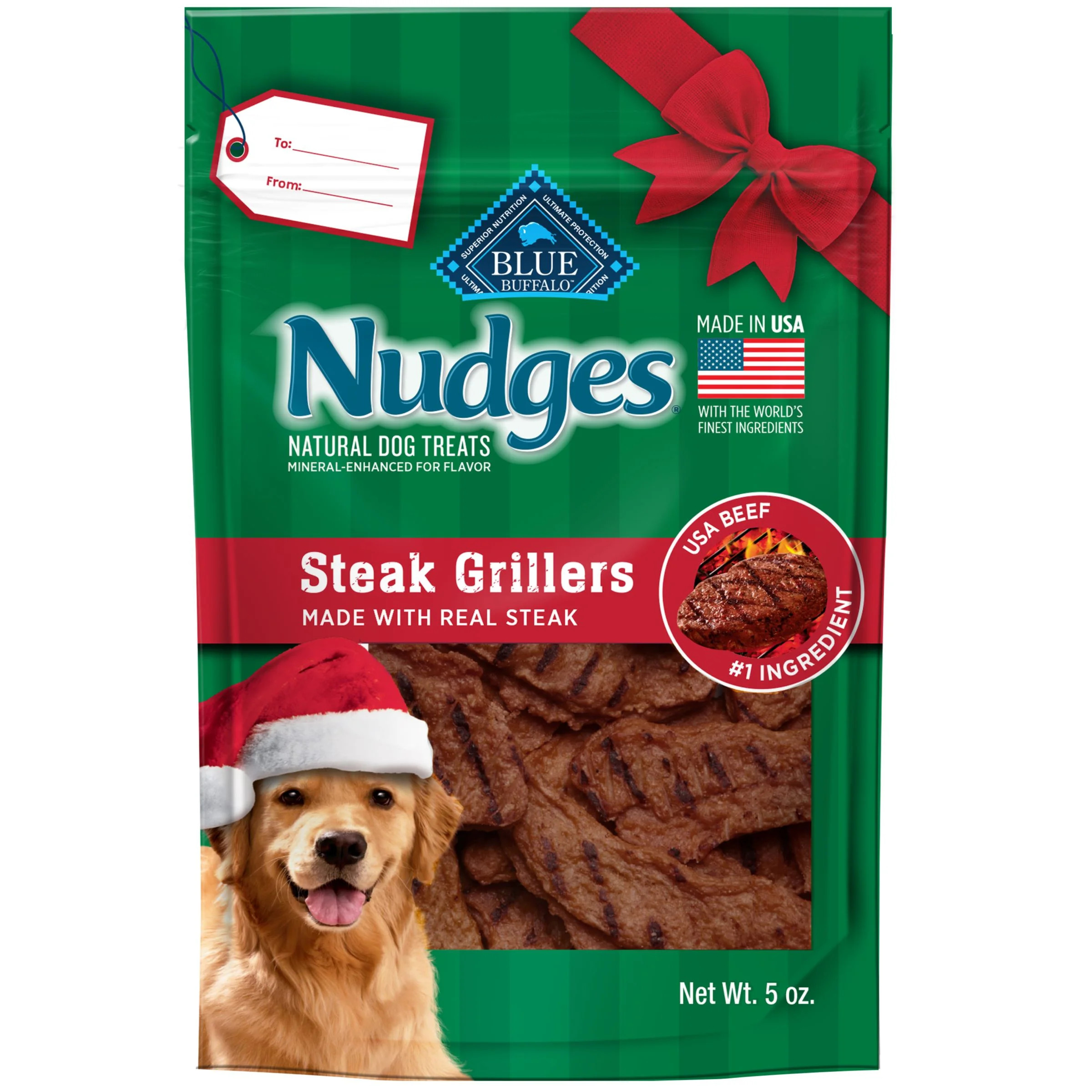 Blue Buffalo Nudges Steak Grillers, Natural Holiday Dog Treats with Real Beef, 5-oz. Bag - Walmar... | Walmart (US)