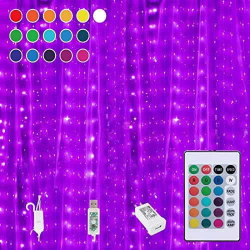 16 Colors Changing Curtain Lights - 250 LED 9.8 X 8.8 FT Fairy String Lights, 4 Modes Twinkle Lig... | Amazon (US)