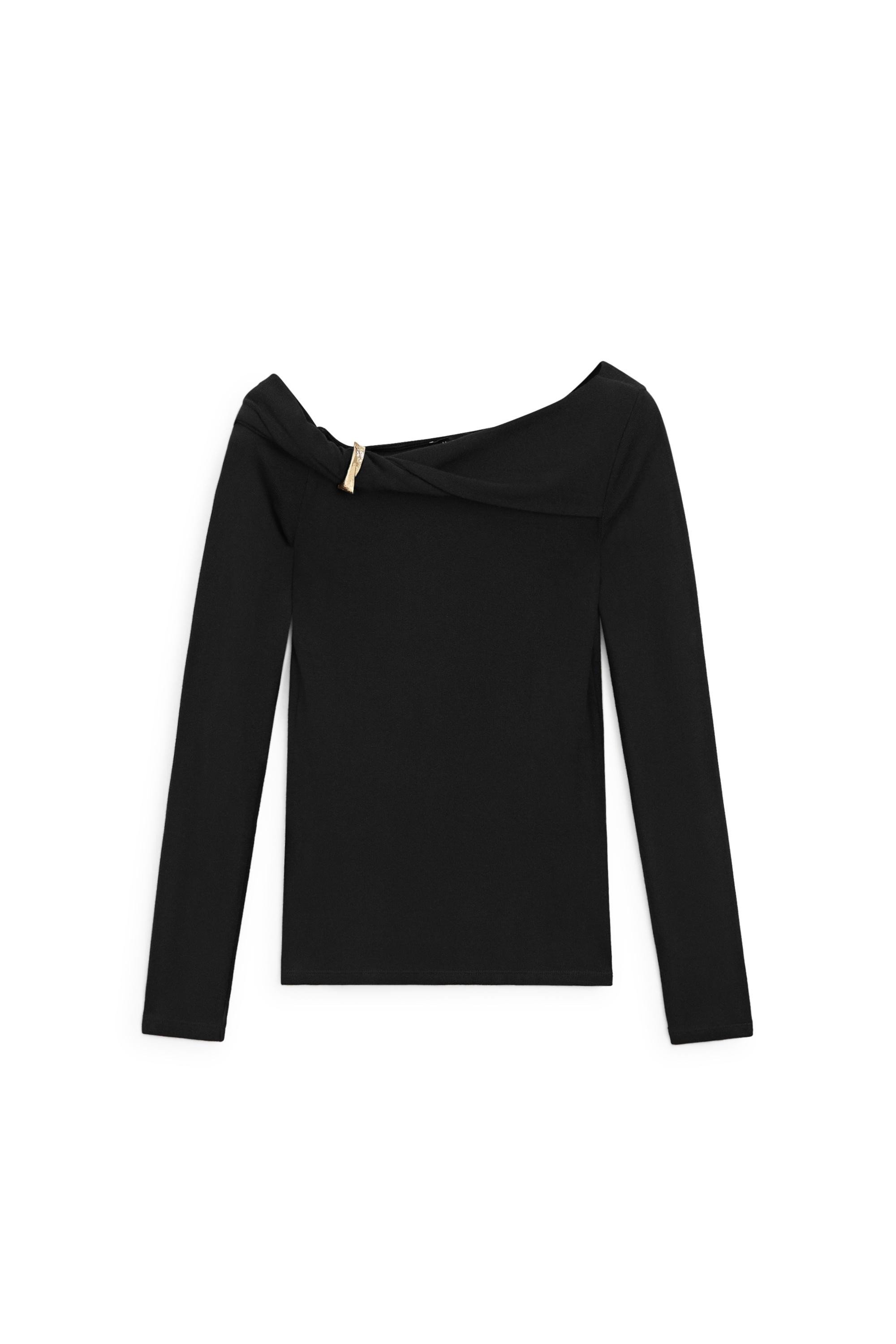 Long sleeve top with metallic detail - BLACK | Massimo Dutti US