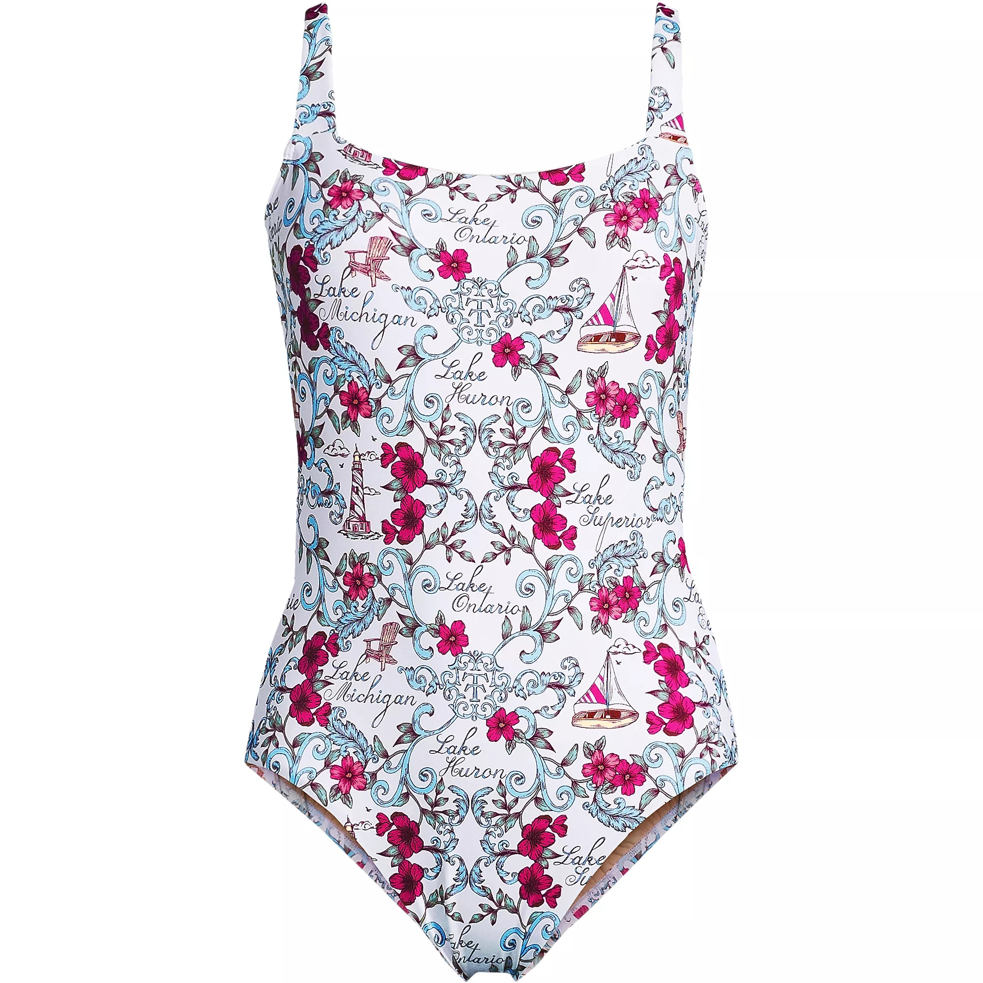 Women's Mastectomy LE x T and T The Tiffany Square Neck One Piece | Lands' End (US)