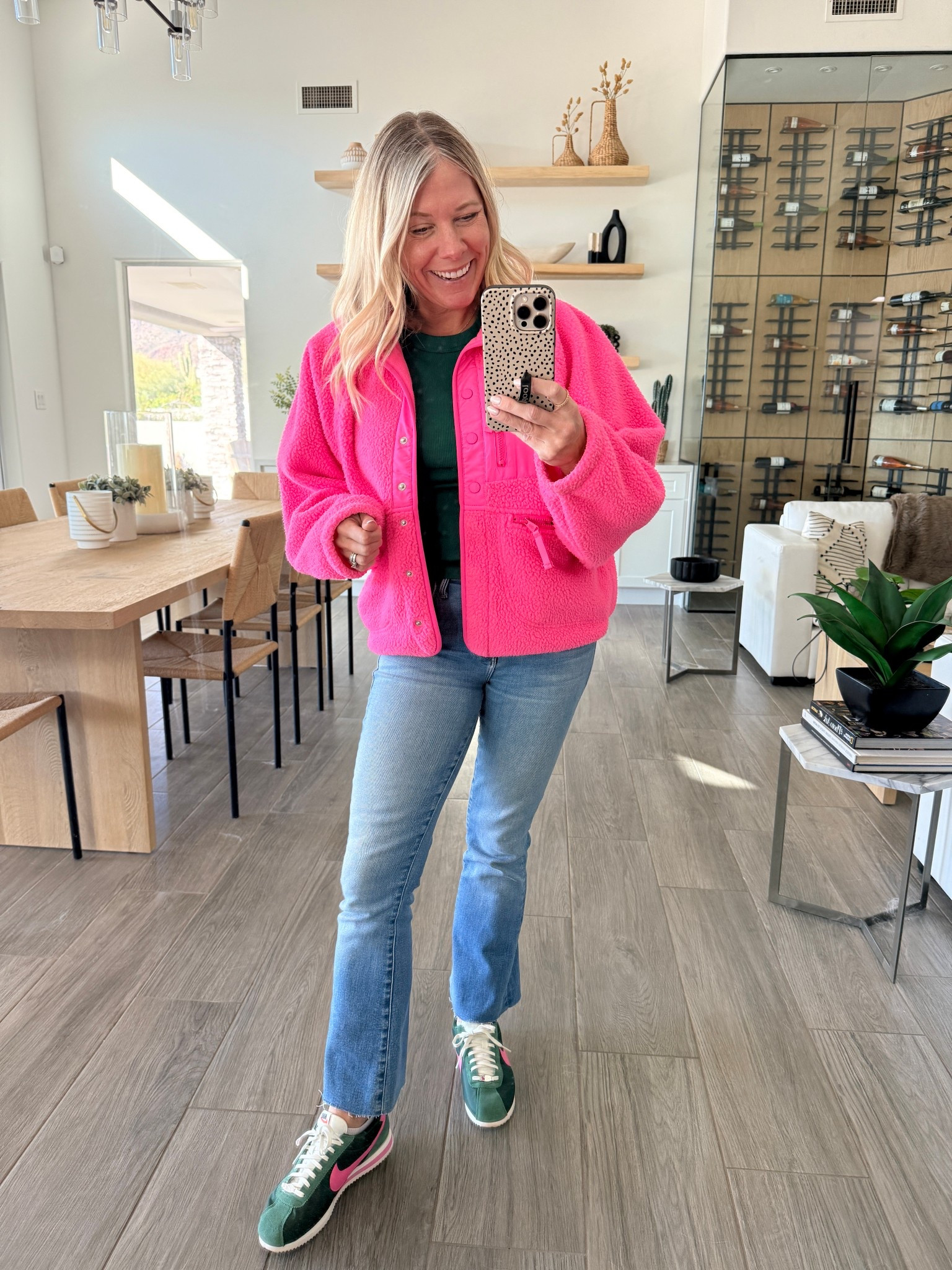 Green and pink Nike Cortez I got my normal size 8. Small pink jacket, green ribbed tshirt  25 jeans  


#LTKPetite #LTKootd #LTKOver40