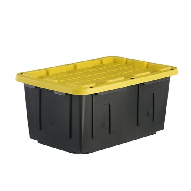 Project Source Commander Large 27-Gallons (108-Quart) Black Heavy Duty Tote with Standard Snap Li... | Lowe's