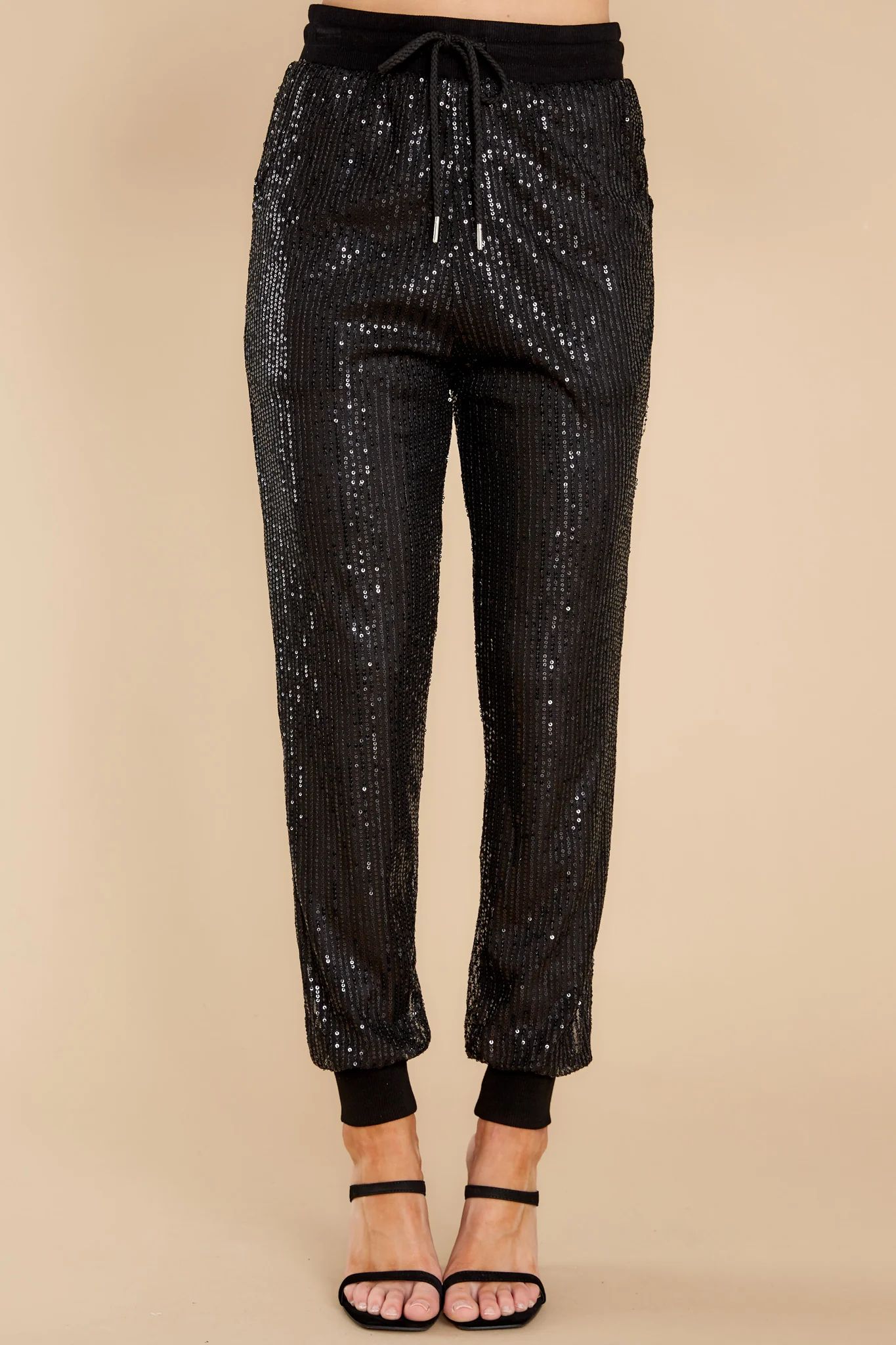 Marquee Glitter Black Sequin Pants | Red Dress 