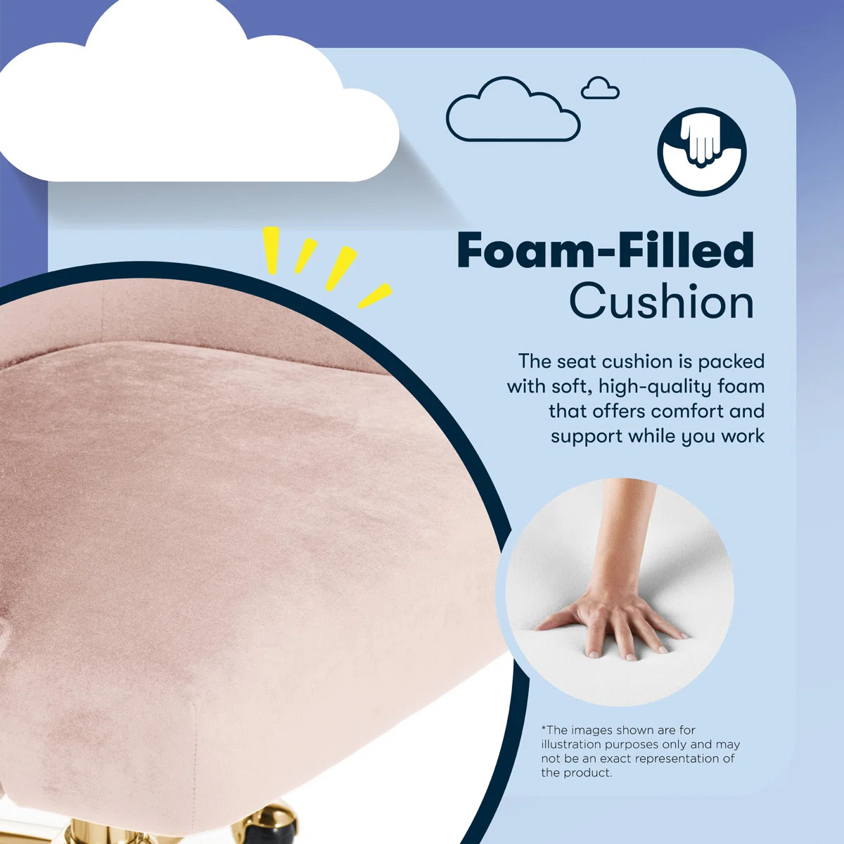 Serta Scarlett Mid-Back Desk Chair, Pleated Velvet Fabric, Pocket Coil Cushion, Swivel Metal Base | Wayfair North America