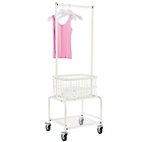 White Rolling Laundry Center with Wheels | The Container Store