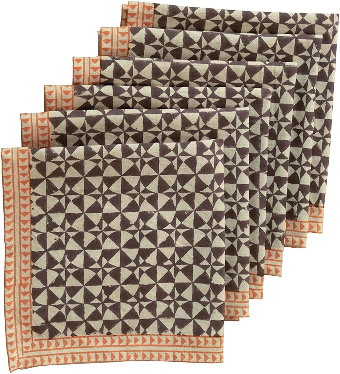 Handblock Print Patterned Cotton Cloth Napkins Set of 6, Washable, Reusable Napkins for Cocktail ... | Amazon (US)