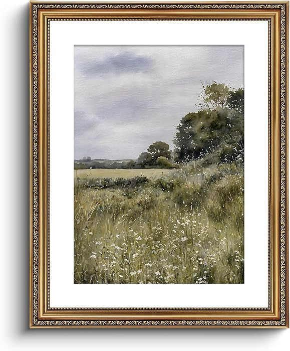 ARPEOTCY Vintage Gold Framed Large Wall Art, Farmhouse Meadow Landscape Country Painting, Canvas ... | Amazon (US)