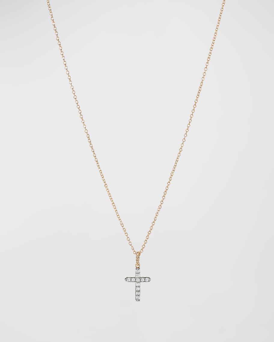 David Yurman Small Cross Cable Collectible Diamond Necklace in 18k Gold | Neiman Marcus