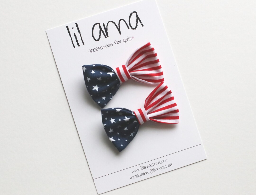 Stars and Stripes Pigtail Bows Set, 4th of July Bows, Patriotic Hair Bows, Baby Pig Tail Bows, Bo... | Etsy (US)