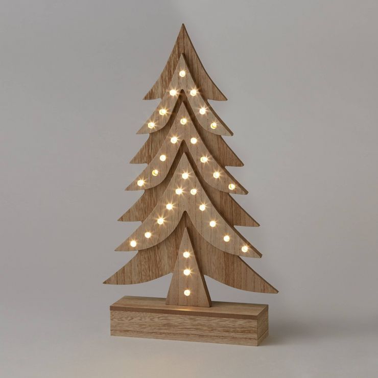 16.25" Decorative Battery Operated Pre-Lit Wood Christmas Tree - Wondershop™ | Target