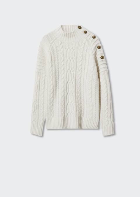 Buttoned knit braided sweater -  Women | Mango United Kingdom | MANGO (UK)