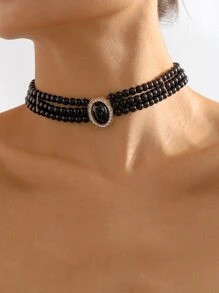 Mydear Rhinestone Decor Beaded Choker | SHEIN