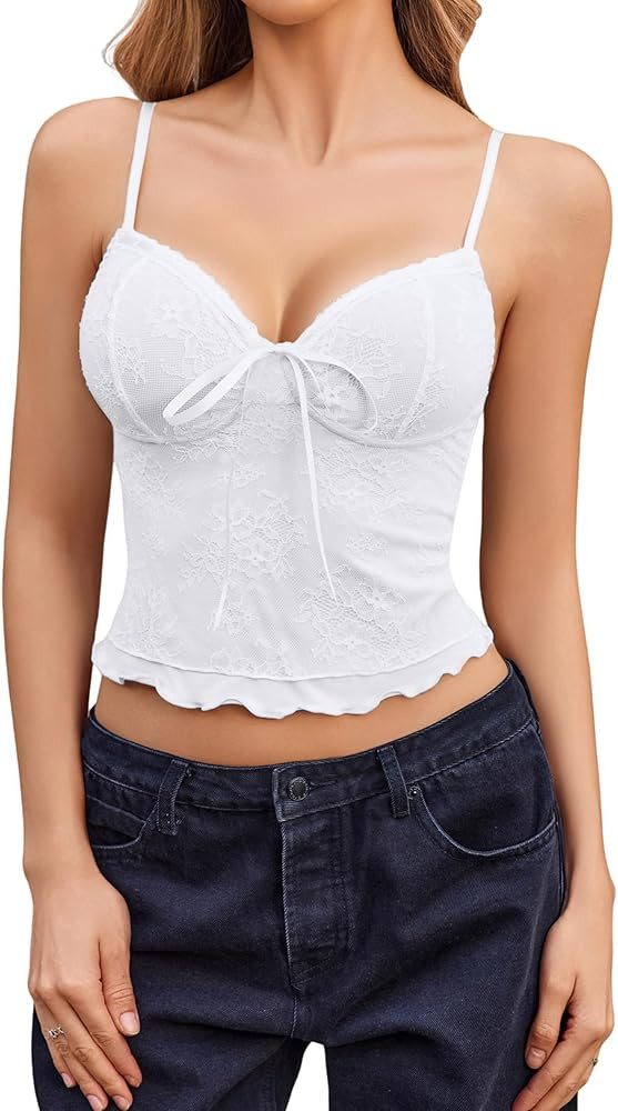 Avidlove Lace Tops for Women Sexy Going Out Tank Top Cami Spaghetti Strap Bralettes Cute Camisole... | Amazon (US)