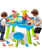 TEMI Sand Water Table Outdoor Toddler Activity Table Sandbox Sensory Table Summer Toys Beach Play Table 27 Pcs Accessories for Baby Kids Children | Amazon (US)