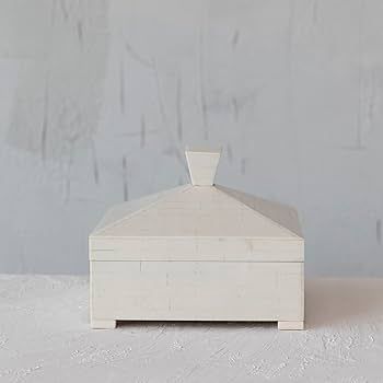 Creative Co-Op Decorative Storage Pyramid Lid and Knob, Ivory Box | Amazon (US)