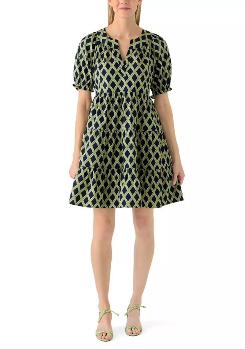 Women's Short Sleeve Print Peasant Dress | Belk