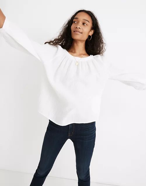 Lightspun Wide-Neck Cuffed-Sleeve Top | Madewell