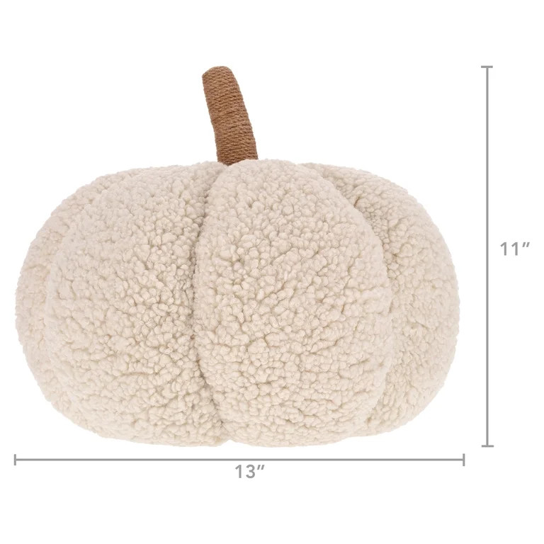 Boucle Pumpkin Decorative Pillow, Cream, 10", Fall by Way To Celebrate | Walmart (US)