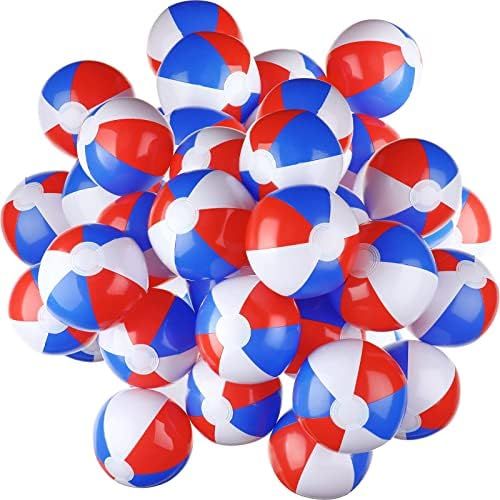 25 Pcs 4 to 5 Inch Patriotic Beach Balls 4th of July Red White and Blue Beach Balls Inflatable Summe | Amazon (US)