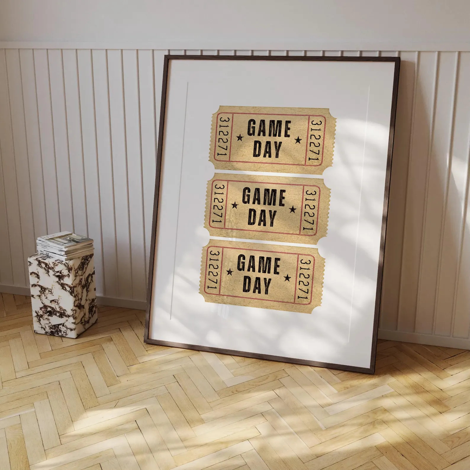 Game Day Sports Wall Art Print, Vintage Ticket Print Wall Decor, Baseball, Football Game Basketba... | Etsy (Global)