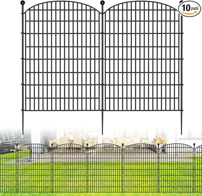 10 Panels No Dig Decorative Garden Fence - 40 in (H) x 23.6 ft (L), Dog Fence Outdoor for Yard，... | Amazon (US)