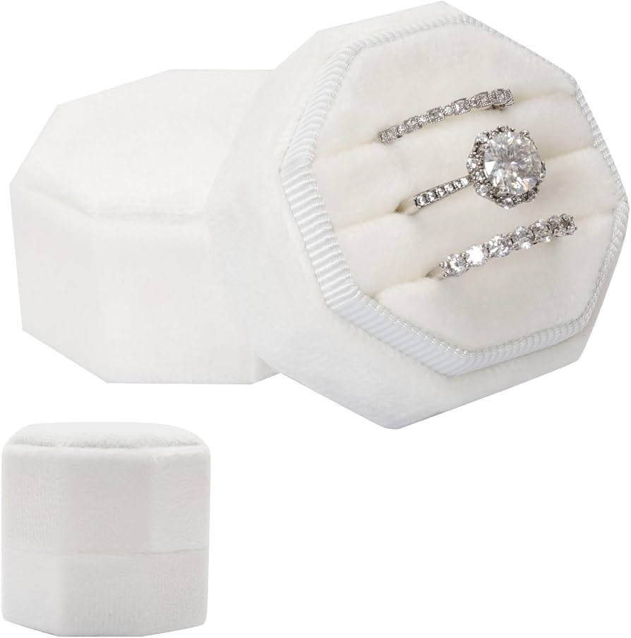 Gvhntk Velvet 3 Slots Jewelry Ring Box Vintage Octagon Ring Display Holder Gift Premium Gorgeous ... | Amazon (US)