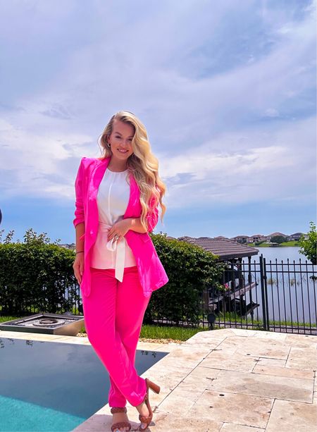 In my 🩷pant suit era🩷… been wearing pink before it was cool 💁‍♀️ 

#LTKstyletip #LTKSeasonal #LTKFind