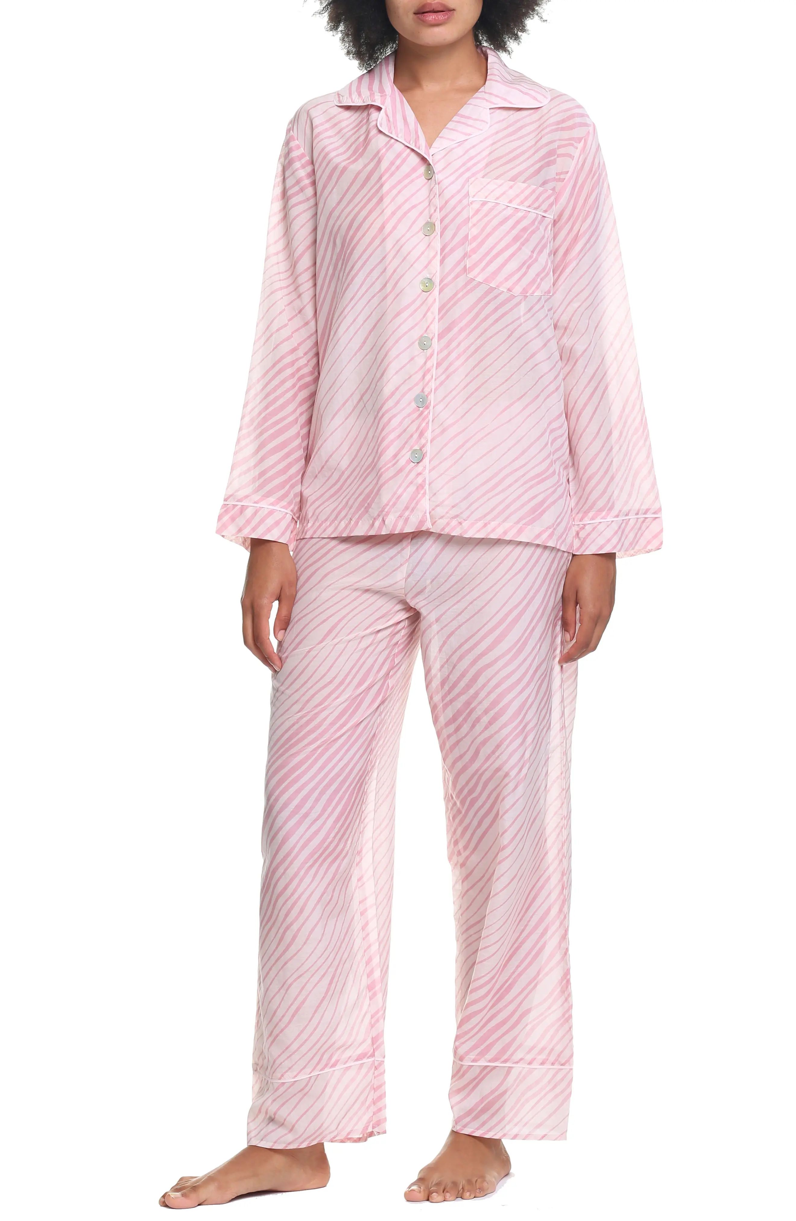Women's Papinelle Zebra Cotton & Silk Pajamas, Size X-Small - Pink | Nordstrom
