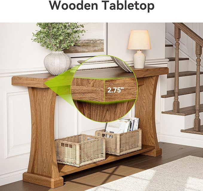 LITTLE TREE 63” Console Table for Entryway, 2-Tier Entryway Table Behind Sofa Couch with Storag... | Amazon (US)