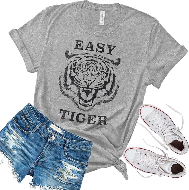 Easy Tiger Vintage Style Tshirt | Distressed Trendy Graphic Shirt | Unisex Sizing | Amazon (US)