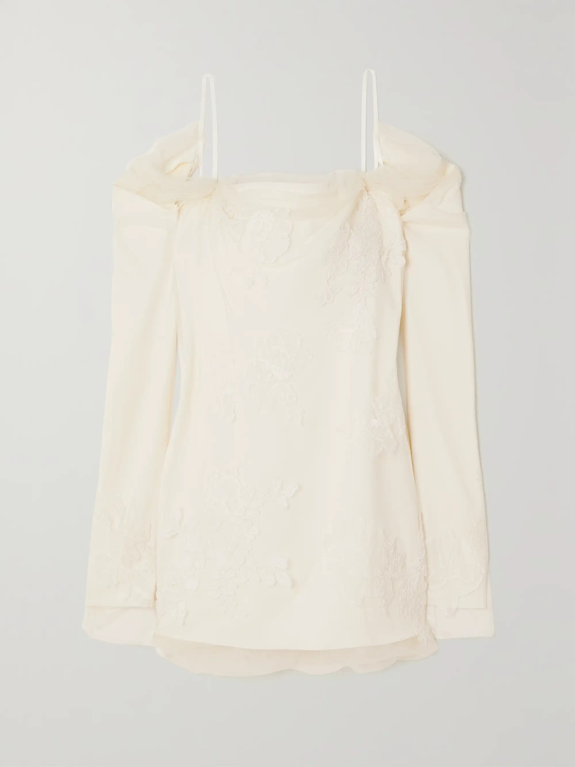 Lucy cold-shoulder lace-trimmed tulle and cady mini dress | NET-A-PORTER (US)