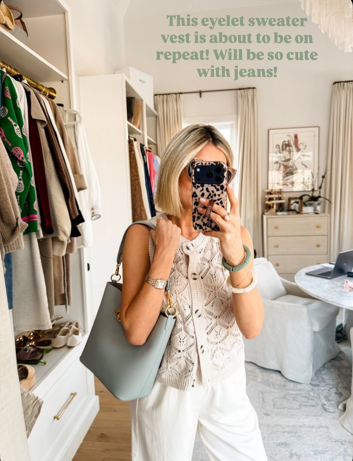 This eyelet sweater vest is so good! Love it paired with these white pants, but it would also look great with jeans or a maxi skirt! Wearing size M in the vest!

Loverly Grey, Target, sweater vest, spring outfits, spring sweaters, spring tops 

#LTKSeasonal