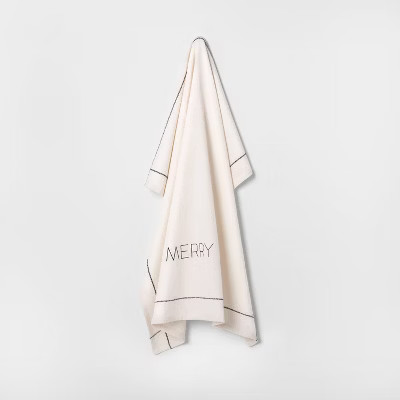 Flour Sack Sour Cream with Green MERRY - Hearth & Hand™ with Magnolia | Target