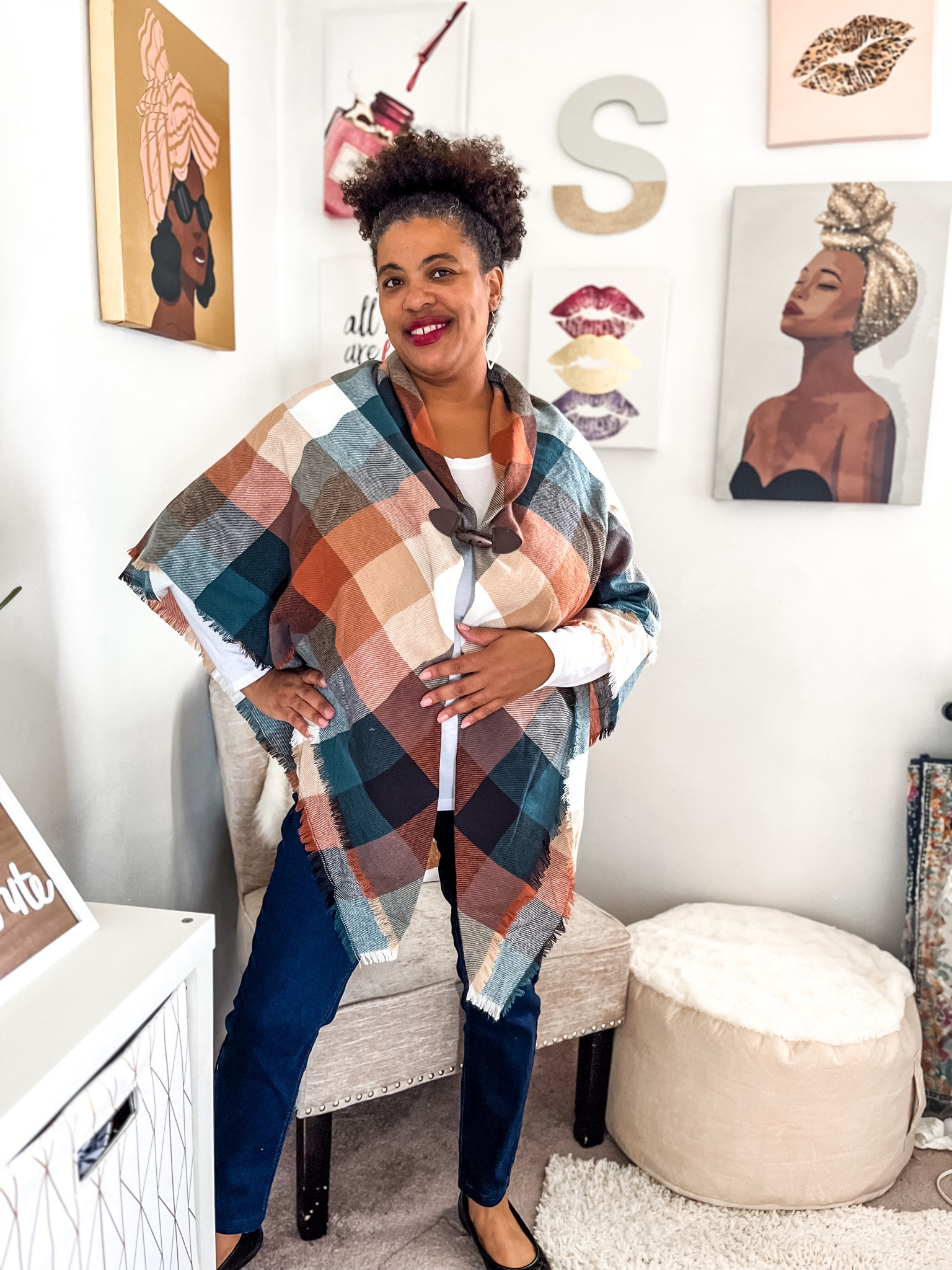 This plaid poncho is so cute on! The colors are perfect for fall and it fits midsize as well as plus size.

#LTKSeasonal #LTKplussize #LTKover40