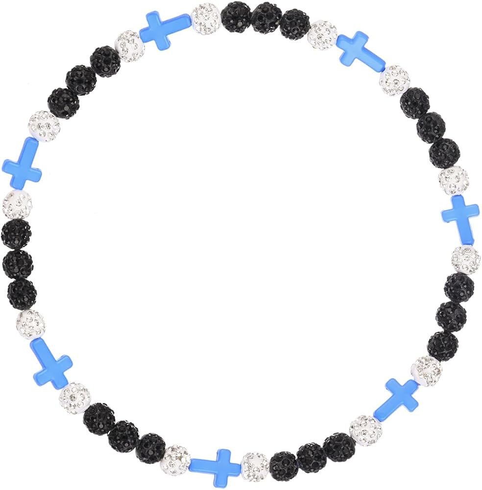 Baseball Beaded Cross Necklace for Boys Girls Kids Men,Rhinestone Discoball Bling Necklace -Baseb... | Amazon (US)