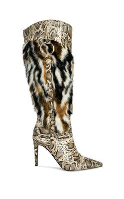 ALISETTE-SNAKEMULTI FAUX FUR STILETTO BOOT | Azalea Wang