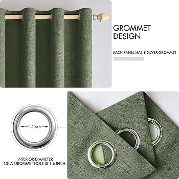 MIULEE 100% Blackout Linen Textured Curtains for Bedroom Solid Thermal Insulated Olive Green Grom... | Amazon (US)