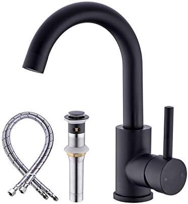 Anpean Single Handle Bathroom Sink Faucet One Hole with Pop-Up Drain and Water Supply Lines, Matt... | Amazon (CA)