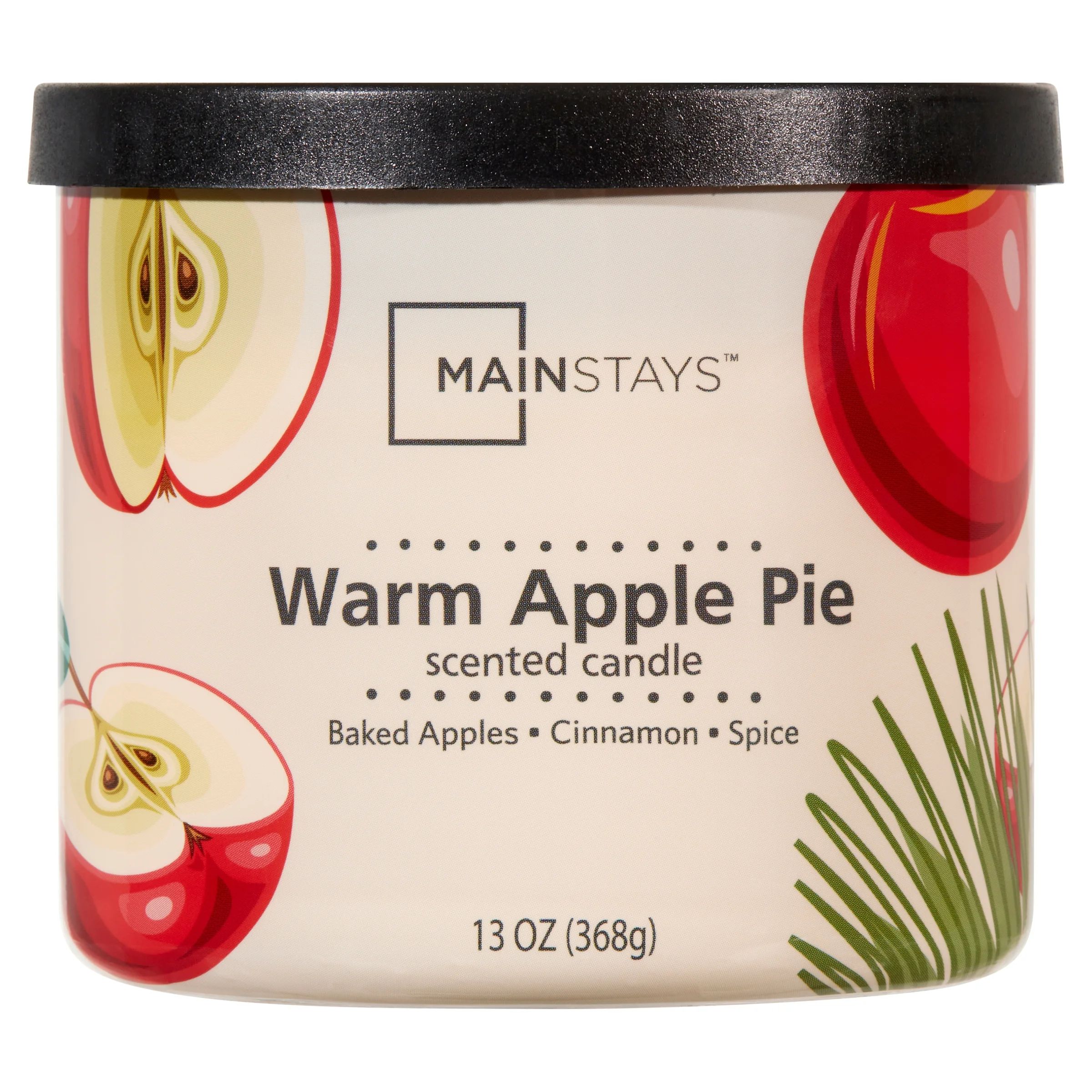 Mainstays 3-Wick Wrapped Warm Apple Pie Scented Candle, 13 oz | Walmart (US)