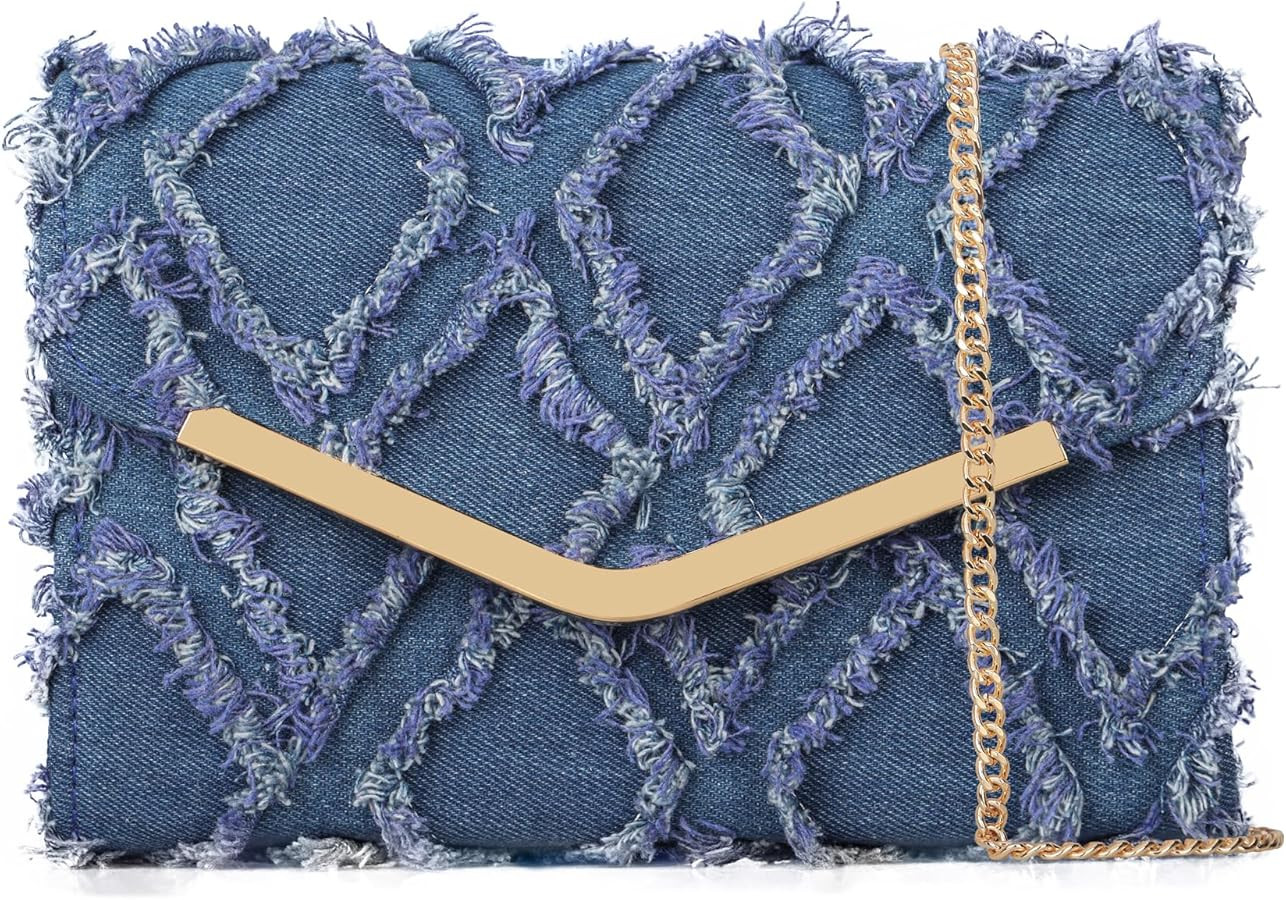 Women Denim Evening Bag Clutch Crossbody Handbag | Amazon (US)