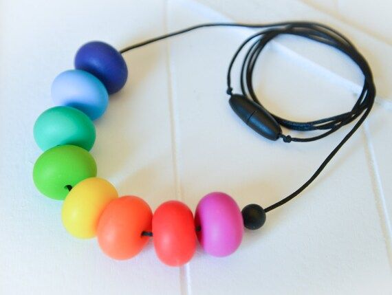 Rainbow Abacus Silicone Teether Baby Nursing Necklace | Etsy AU