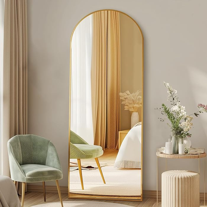 DUMOS 56"x15" Arched Full Length Floor Mirror, Full Body Mirror with Stand, Shatterproof Tempered... | Amazon (US)