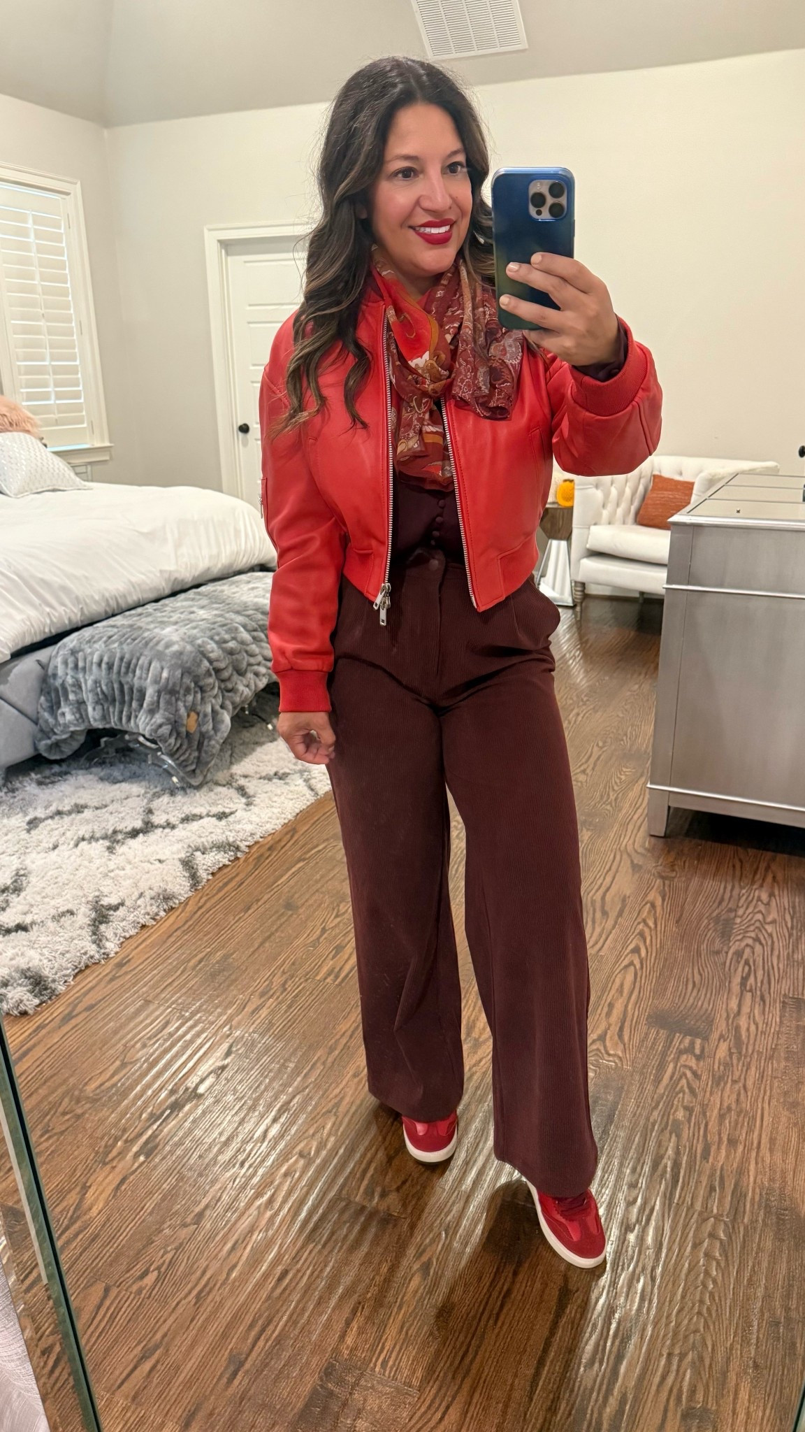 I love red and burgundy together for fall colors! These wide leg corduroy pants have a little stretch and are so comfy, yet structured. I know you all know that’s my jam!

I am wearing a small in the stretch silk blouse and small in the pants. 

#LTKTravel #LTKHoliday #LTKSeasonal